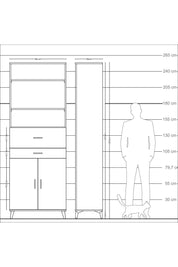 Arges Dolap 4 Raflı 2 Çekmeceli 2 Kapaklı 88x30x243 Antrasit-Aytaşı