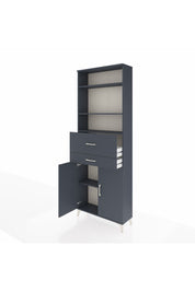 Arges Dolap 4 Raflı 2 Çekmeceli 2 Kapaklı 88x30x243 Antrasit-Antrasit