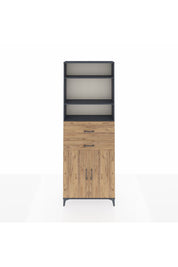 Arges Dolap 4 Raflı 2 Çekmeceli 2 Kapaklı 88x30x243 Antrasit-Çam