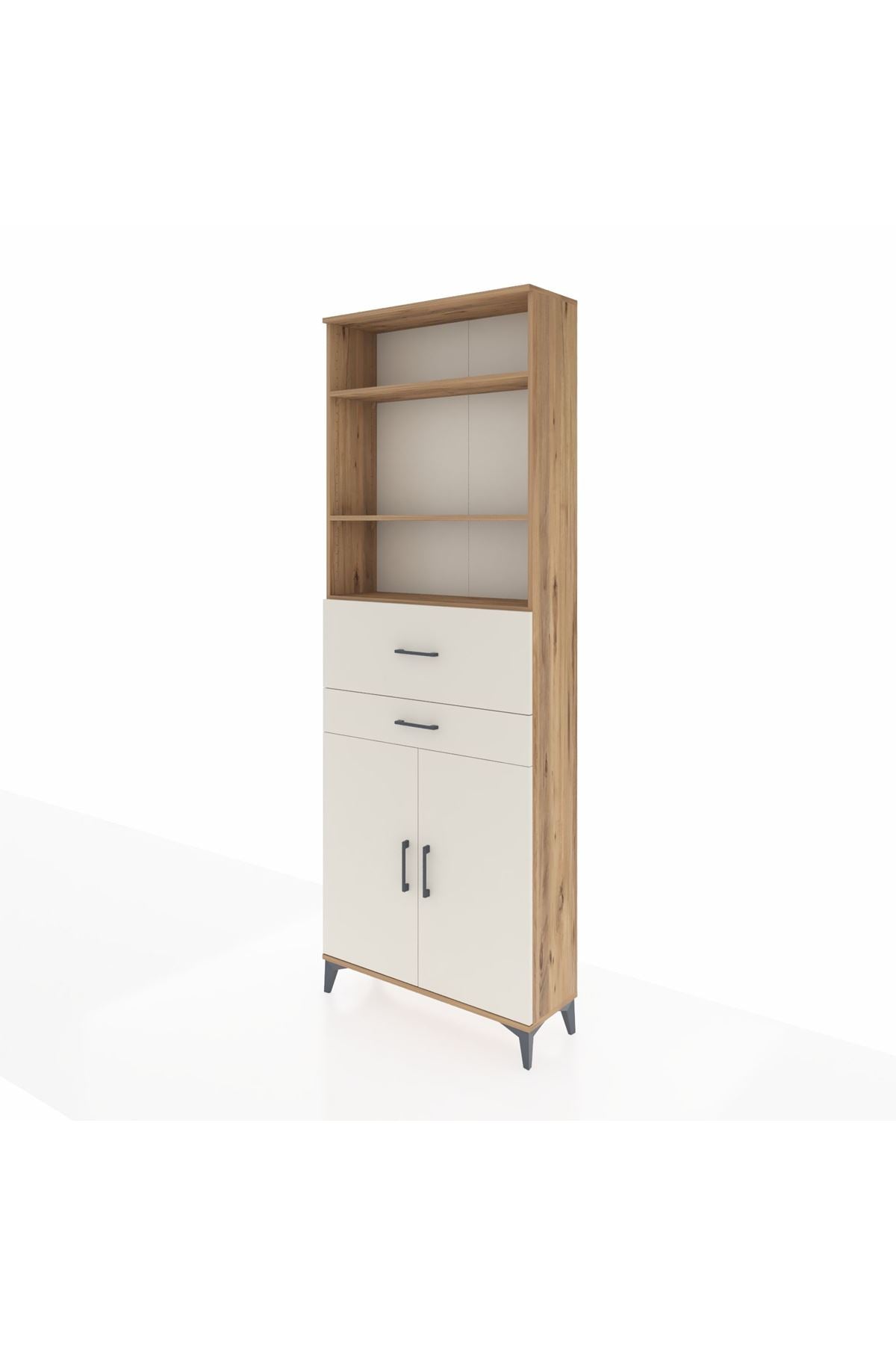 Arges Dolap 4 Raflı 2 Çekmeceli 2 Kapaklı 88x30x243 Çam-Aytaşı