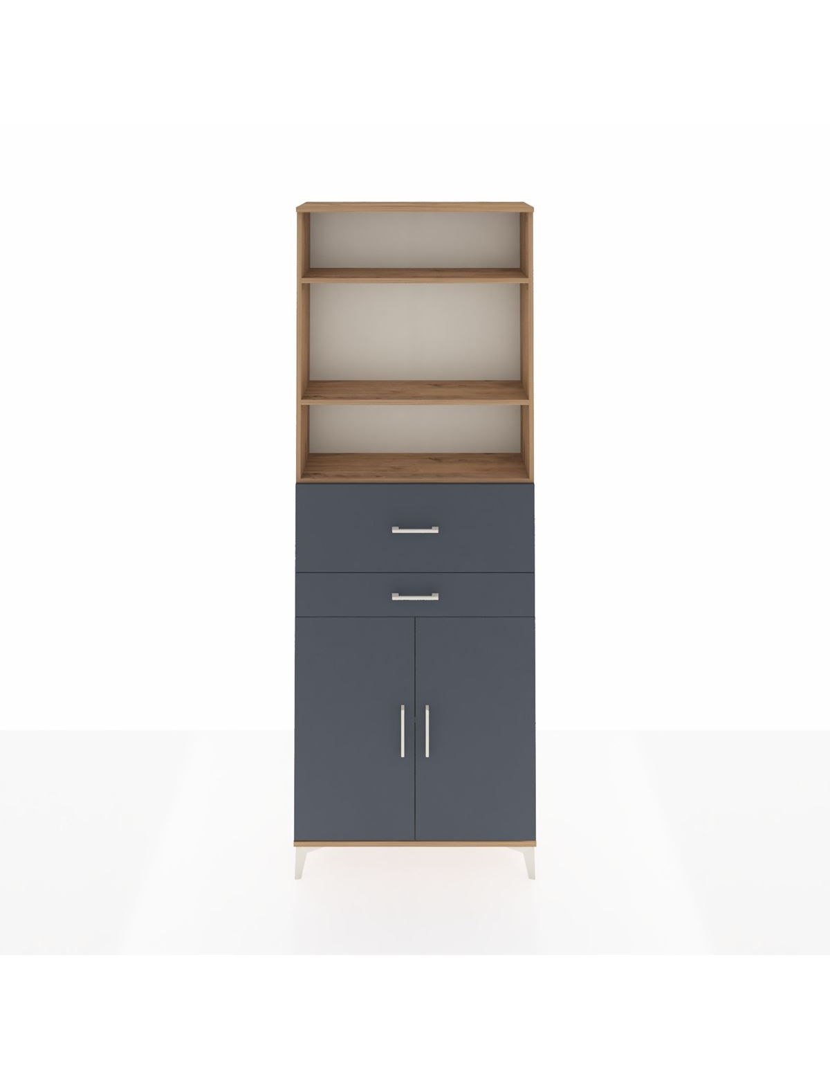 Arges Dolap 4 Raflı 2 Çekmeceli 2 Kapaklı 88x30x243 Çam-Antrasit