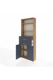 Arges Dolap 4 Raflı 2 Çekmeceli 2 Kapaklı 88x30x243 Çam-Antrasit