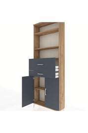 Arges Dolap 4 Raflı 2 Çekmeceli 2 Kapaklı 88x30x243 Çam-Antrasit