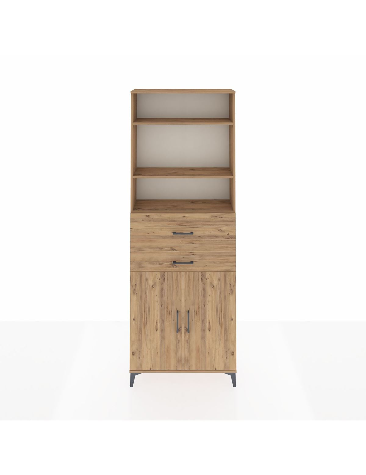 Arges Dolap 4 Raflı 2 Çekmeceli 2 Kapaklı 88x30x243 Çam-Çam