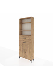 Arges Dolap 4 Raflı 2 Çekmeceli 2 Kapaklı 88x30x243 Çam-Çam