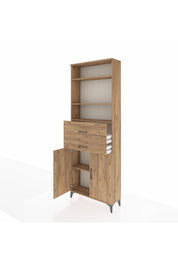 Arges Dolap 4 Raflı 2 Çekmeceli 2 Kapaklı 88x30x243 Çam-Çam