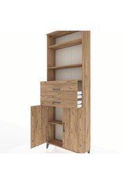 Arges Dolap 4 Raflı 2 Çekmeceli 2 Kapaklı 88x30x243 Çam-Çam