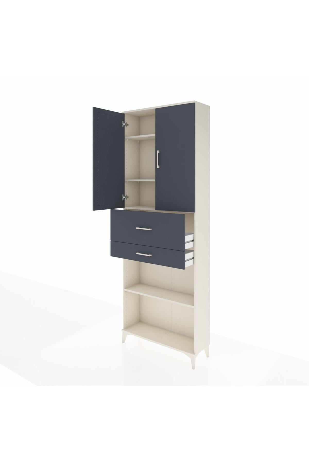 Arges Dolap 4 Raflı 2 Çekmeceli 2 Kapaklı 88x30x243 Aytaşı-Antrasit