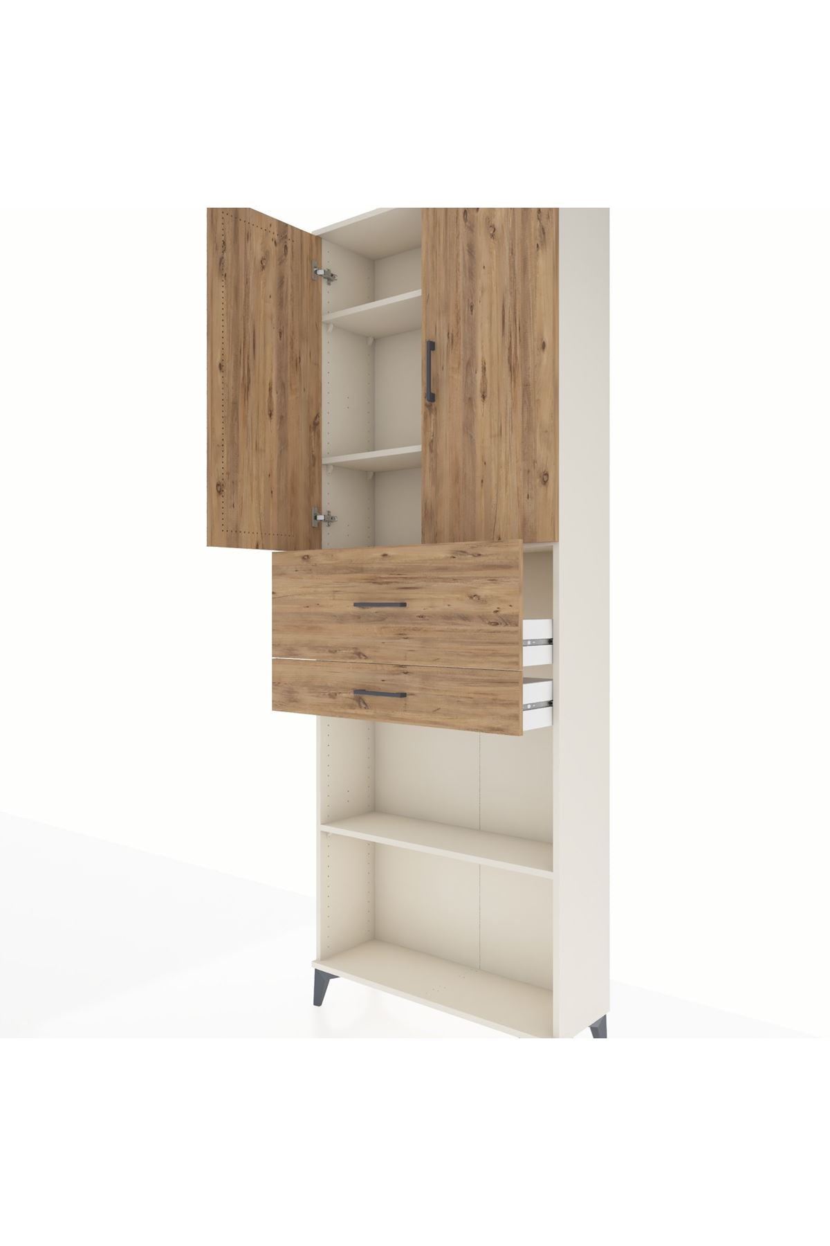 Arges Dolap 4 Raflı 2 Çekmeceli 2 Kapaklı 88x30x243 Aytaşı-Çam