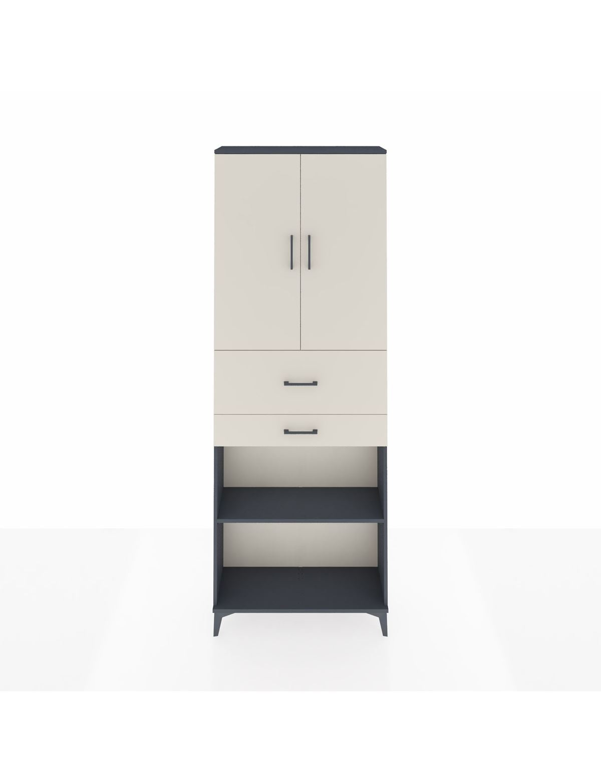 Arges Dolap 4 Raflı 2 Çekmeceli 2 Kapaklı 88x30x243 Antrasit-Aytaşı