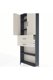 Arges Dolap 4 Raflı 2 Çekmeceli 2 Kapaklı 88x30x243 Antrasit-Aytaşı