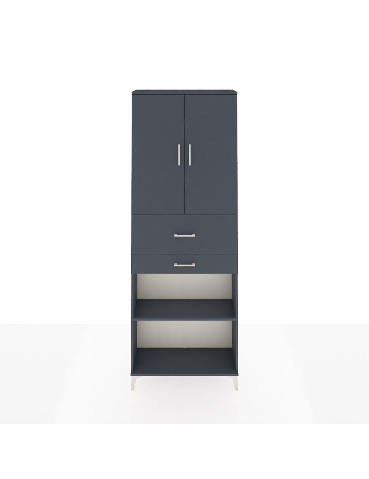 Arges Dolap 4 Raflı 2 Çekmeceli 2 Kapaklı 88x30x243 Antrasit-Antrasit