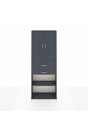 Arges Dolap 4 Raflı 2 Çekmeceli 2 Kapaklı 88x30x243 Antrasit-Antrasit