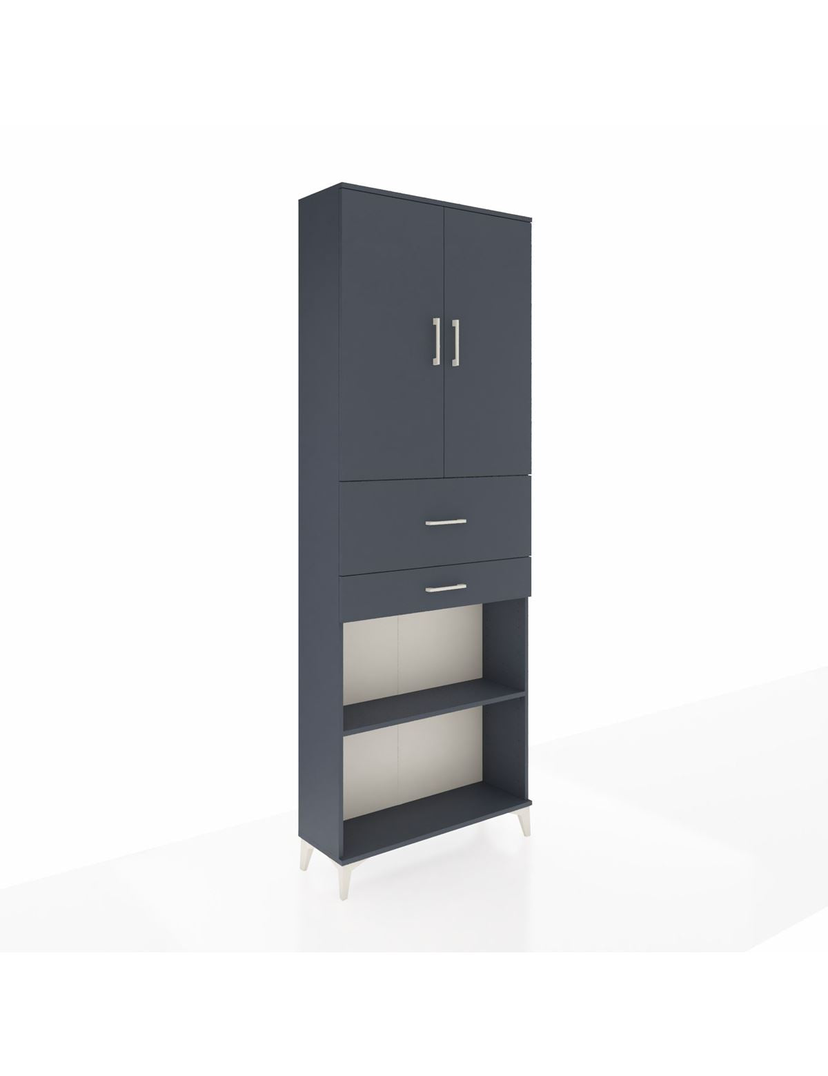 Arges Dolap 4 Raflı 2 Çekmeceli 2 Kapaklı 88x30x243 Antrasit-Antrasit