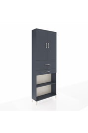 Arges Dolap 4 Raflı 2 Çekmeceli 2 Kapaklı 88x30x243 Antrasit-Antrasit