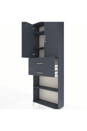 Arges Dolap 4 Raflı 2 Çekmeceli 2 Kapaklı 88x30x243 Antrasit-Antrasit