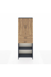 Arges Dolap 4 Raflı 2 Çekmeceli 2 Kapaklı 88x30x243 Antrasit-Çam