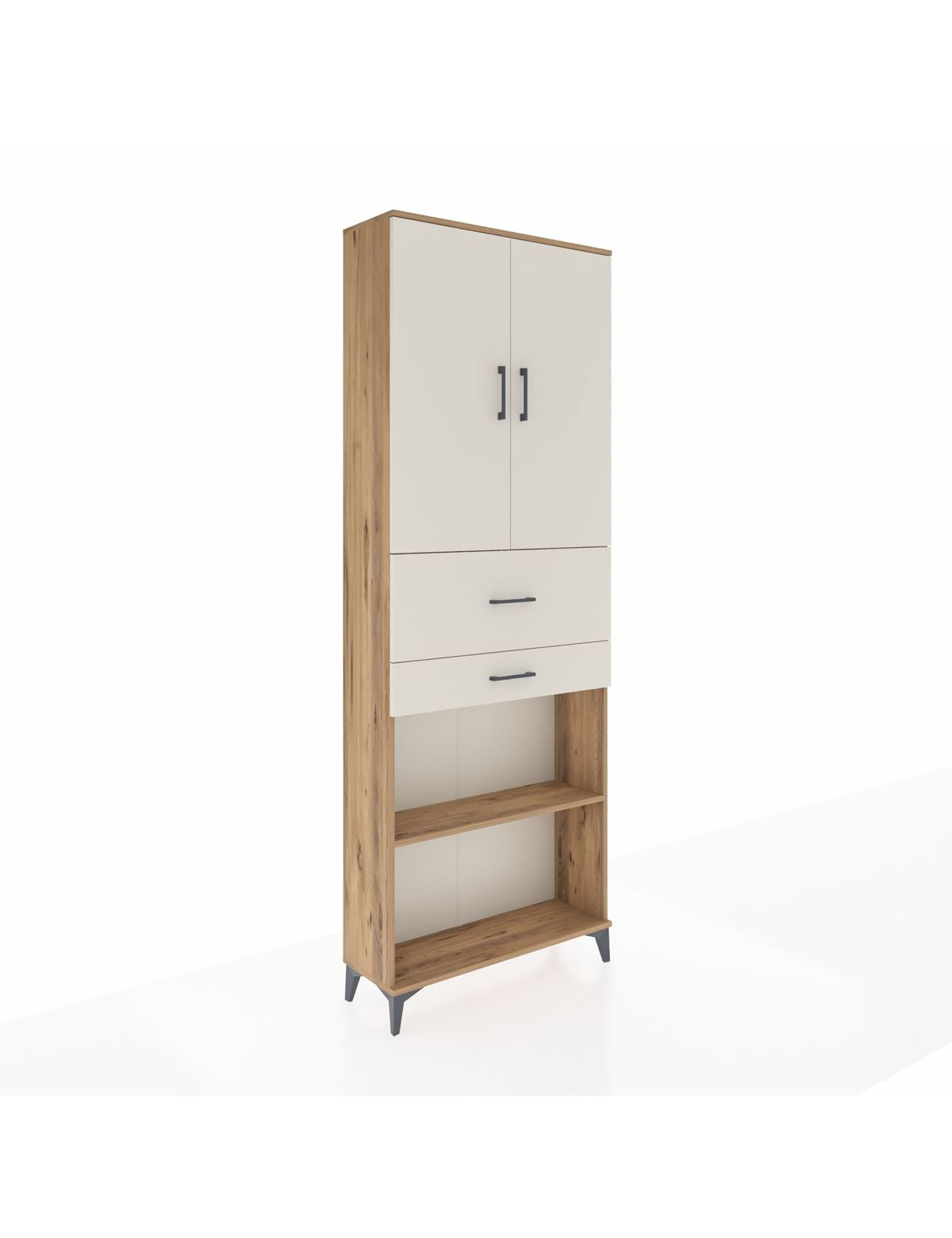 Arges Dolap 4 Raflı 2 Çekmeceli 2 Kapaklı 88x30x243 Çam-Aytaşı