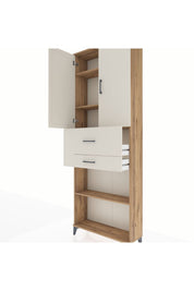 Arges Dolap 4 Raflı 2 Çekmeceli 2 Kapaklı 88x30x243 Çam-Aytaşı