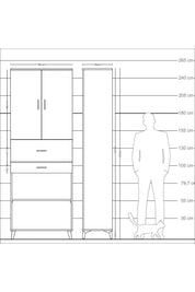 Arges Dolap 4 Raflı 2 Çekmeceli 2 Kapaklı 88x30x243 Çam-Antrasit