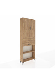 Arges Dolap 4 Raflı 2 Çekmeceli 2 Kapaklı 88x30x243 Çam-Çam