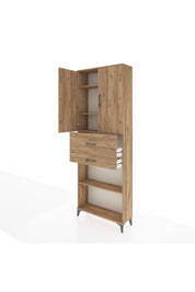 Arges Dolap 4 Raflı 2 Çekmeceli 2 Kapaklı 88x30x243 Çam-Çam