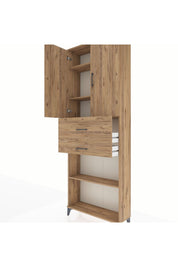 Arges Dolap 4 Raflı 2 Çekmeceli 2 Kapaklı 88x30x243 Çam-Çam