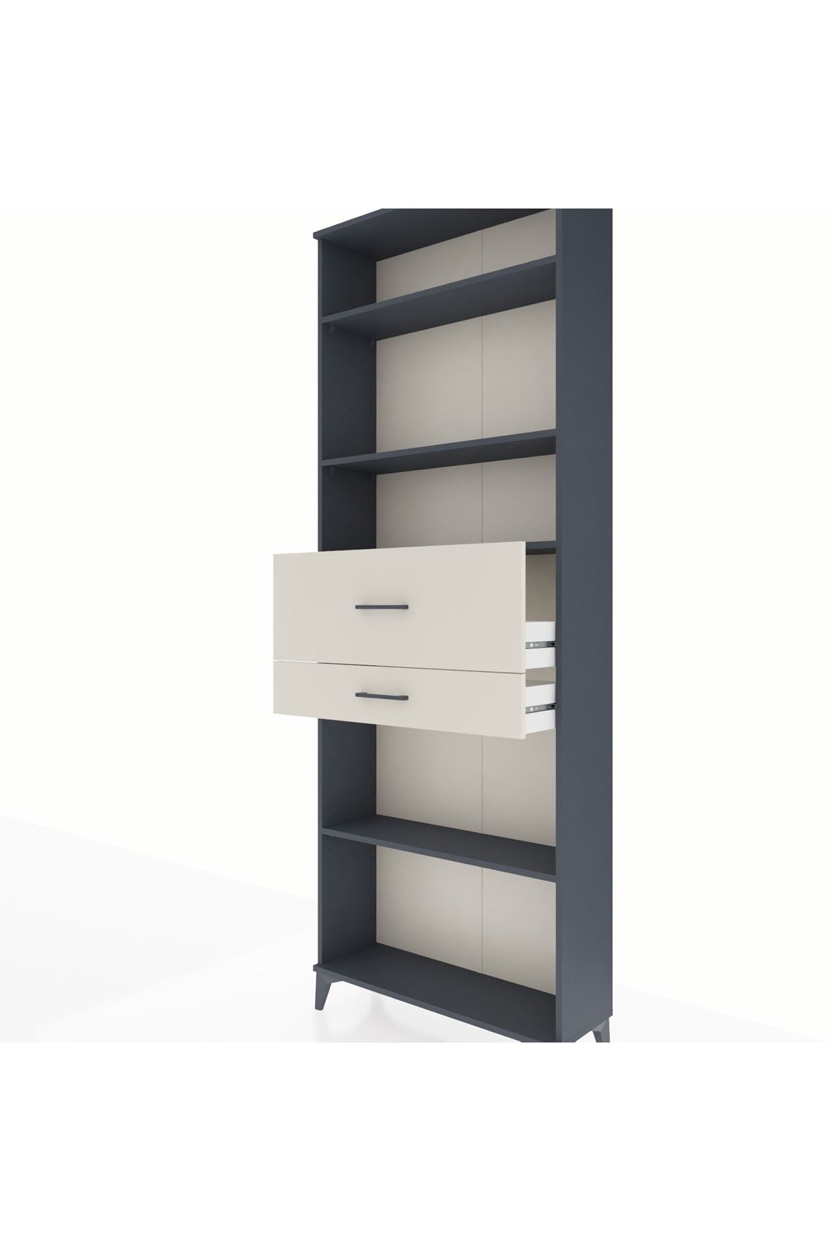 Arges Dolap 4 Raflı 2 Çekmeceli 88x30x243 Antrasit-Aytaşı