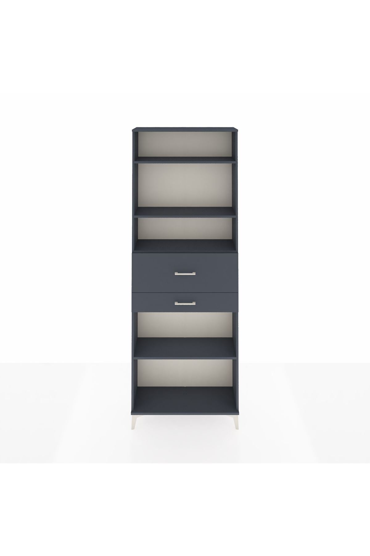 Arges Dolap 4 Raflı 2 Çekmeceli 88x30x243 Antrasit-Antrasit