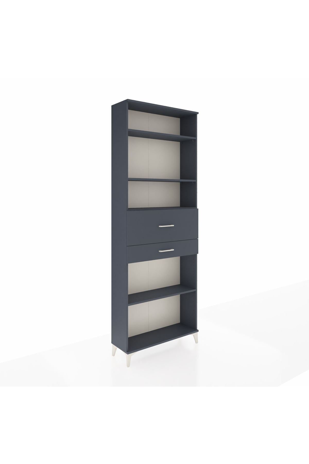 Arges Dolap 4 Raflı 2 Çekmeceli 88x30x243 Antrasit-Antrasit