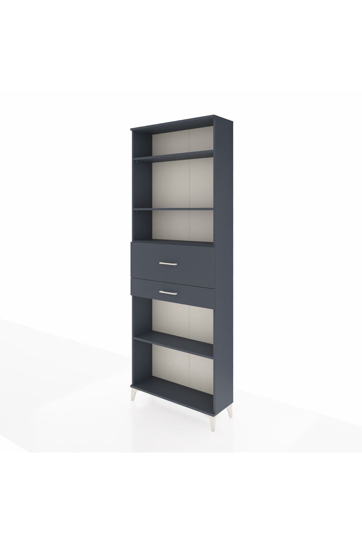 Arges Dolap 4 Raflı 2 Çekmeceli 88x30x243 Antrasit-Antrasit