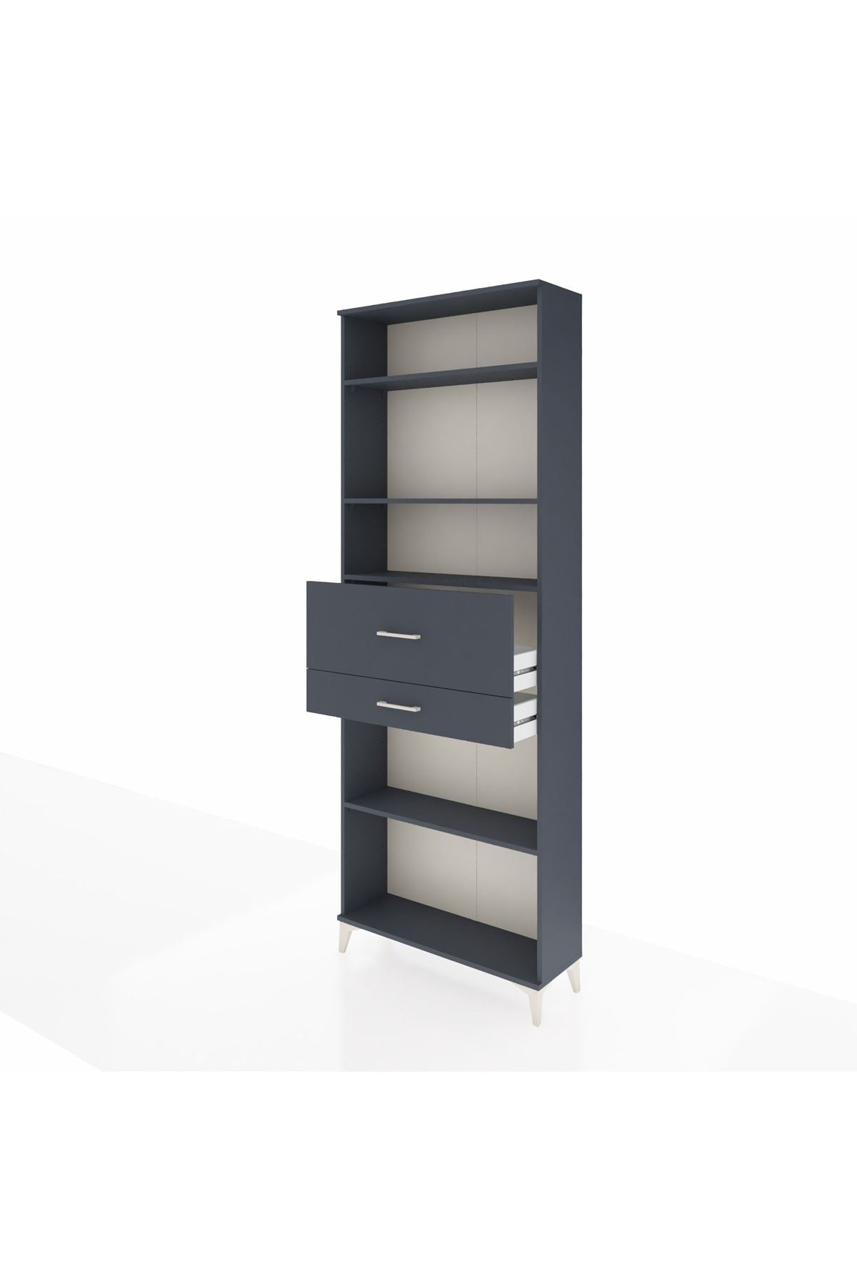 Arges Dolap 4 Raflı 2 Çekmeceli 88x30x243 Antrasit-Antrasit