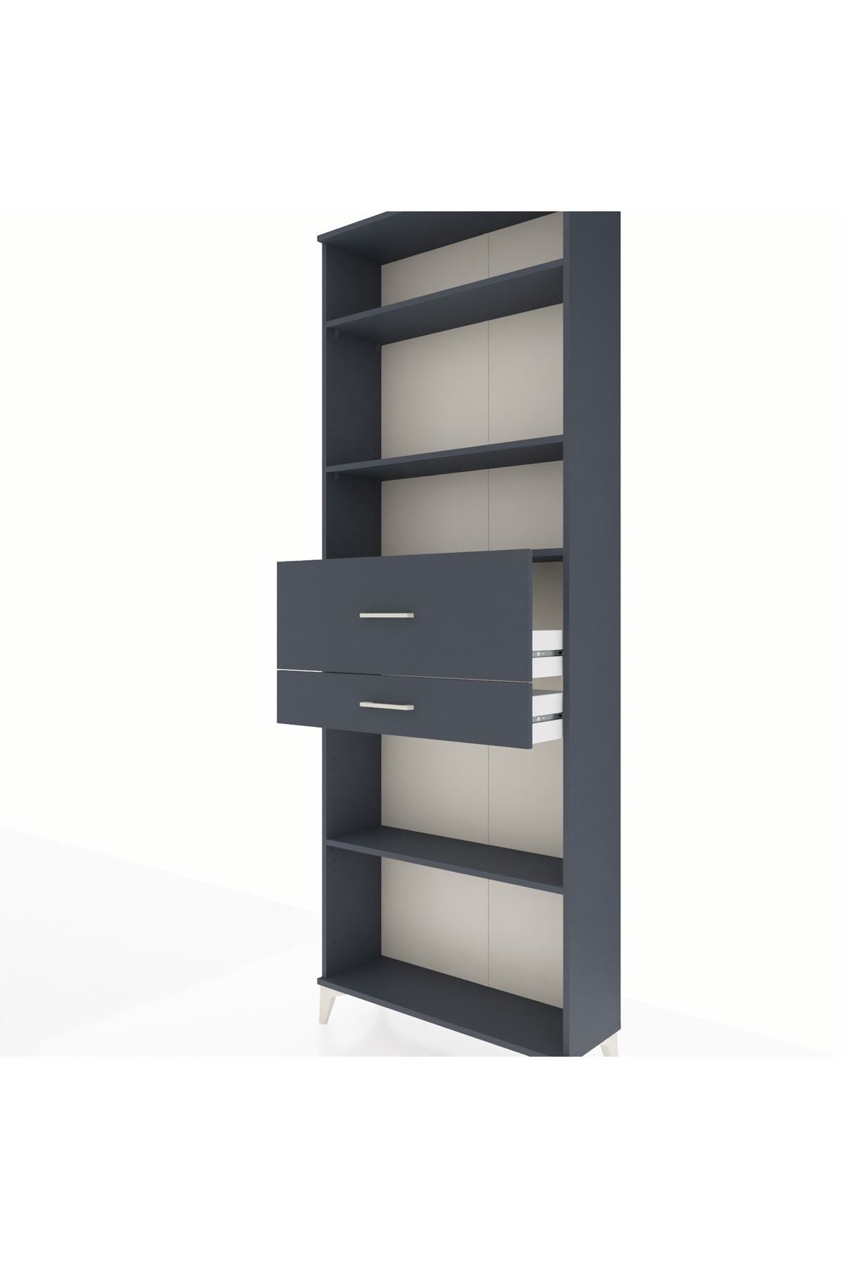 Arges Dolap 4 Raflı 2 Çekmeceli 88x30x243 Antrasit-Antrasit