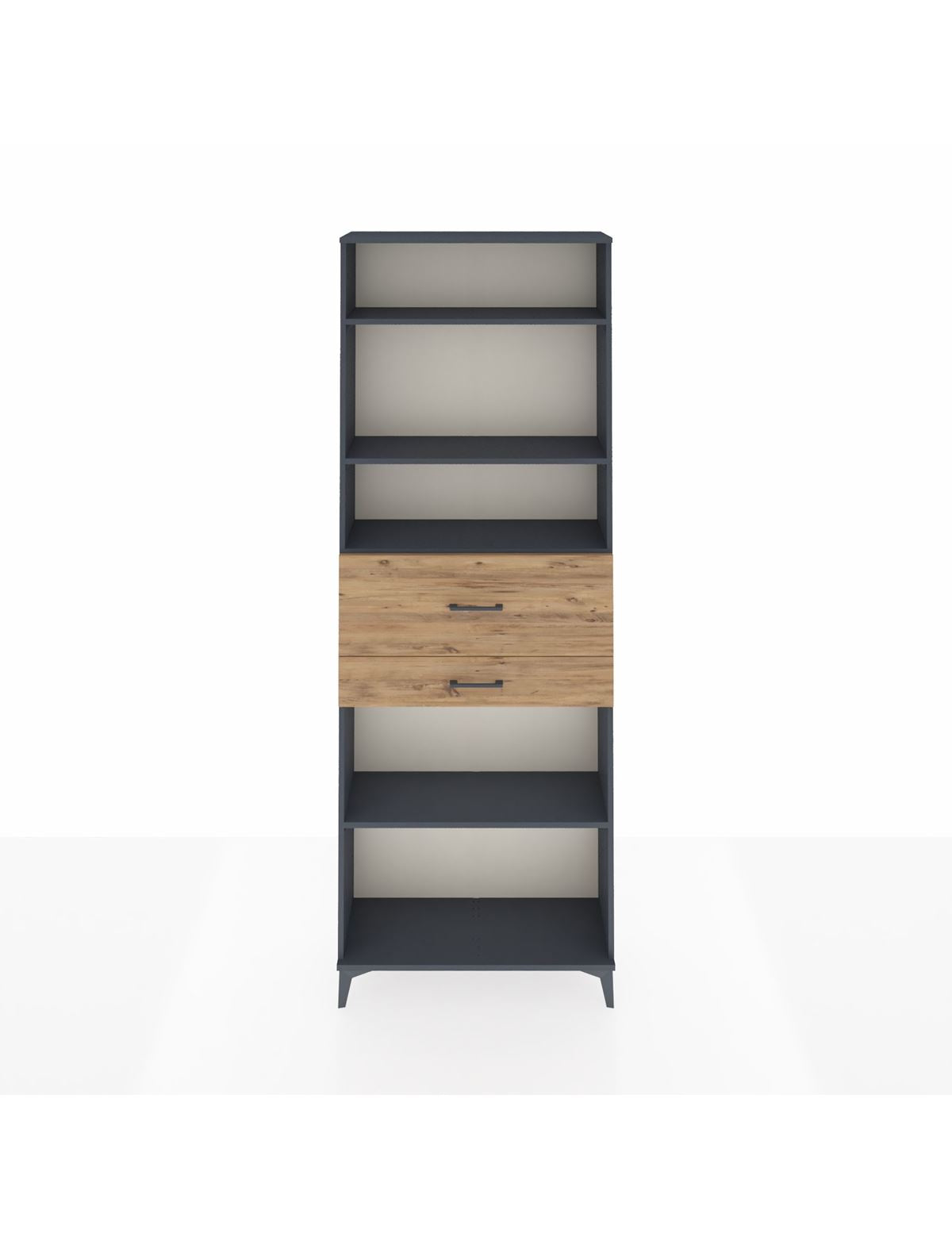 Arges Dolap 4 Raflı 2 Çekmeceli 88x30x243 Antrasit-Çam