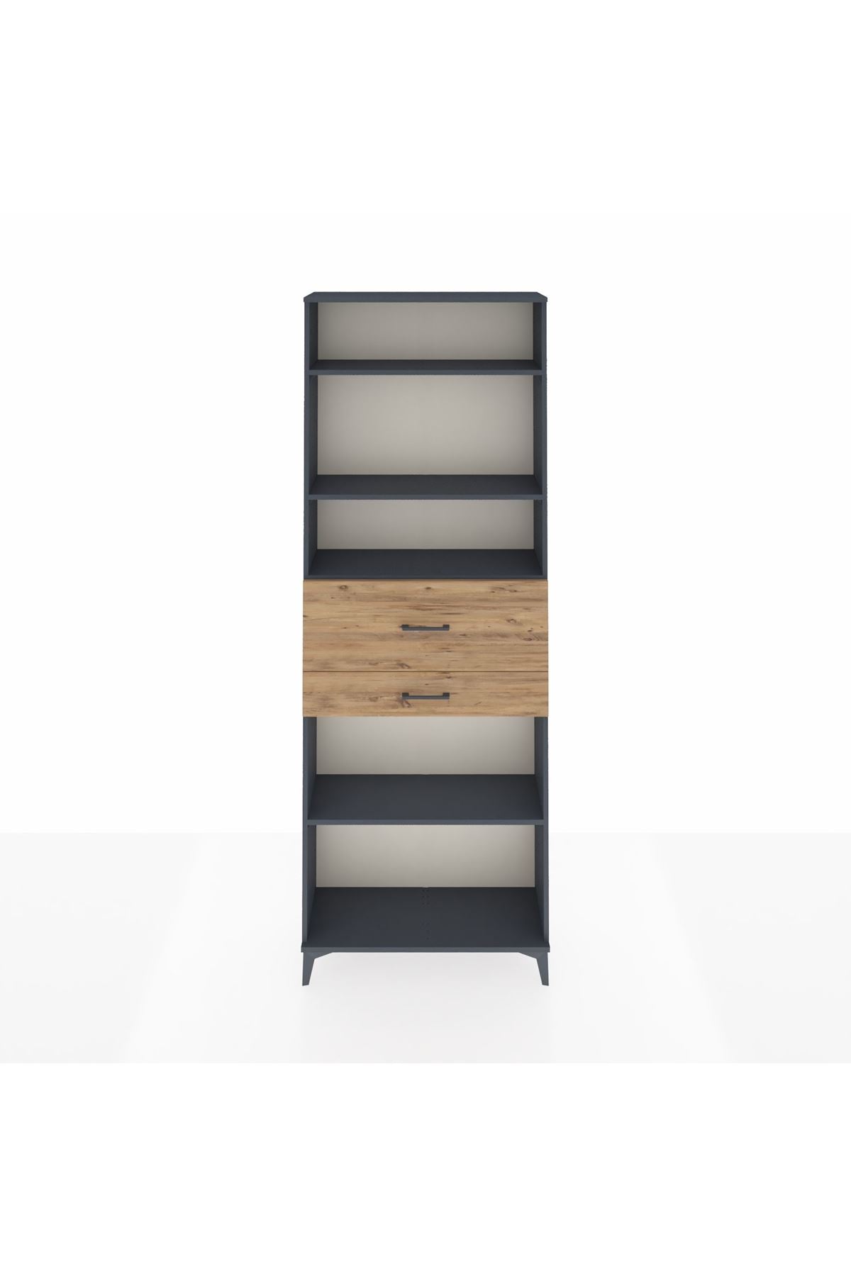 Arges Dolap 4 Raflı 2 Çekmeceli 88x30x243 Antrasit-Çam