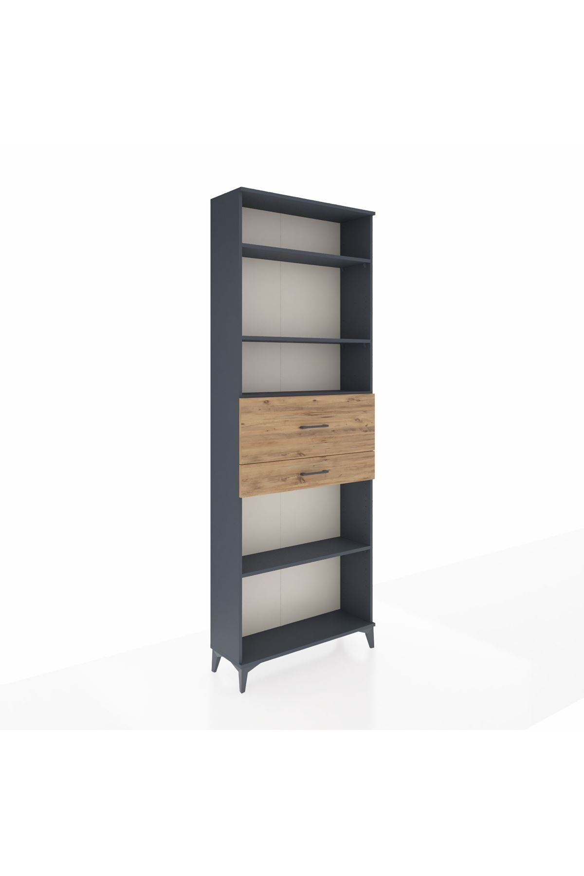 Arges Dolap 4 Raflı 2 Çekmeceli 88x30x243 Antrasit-Çam