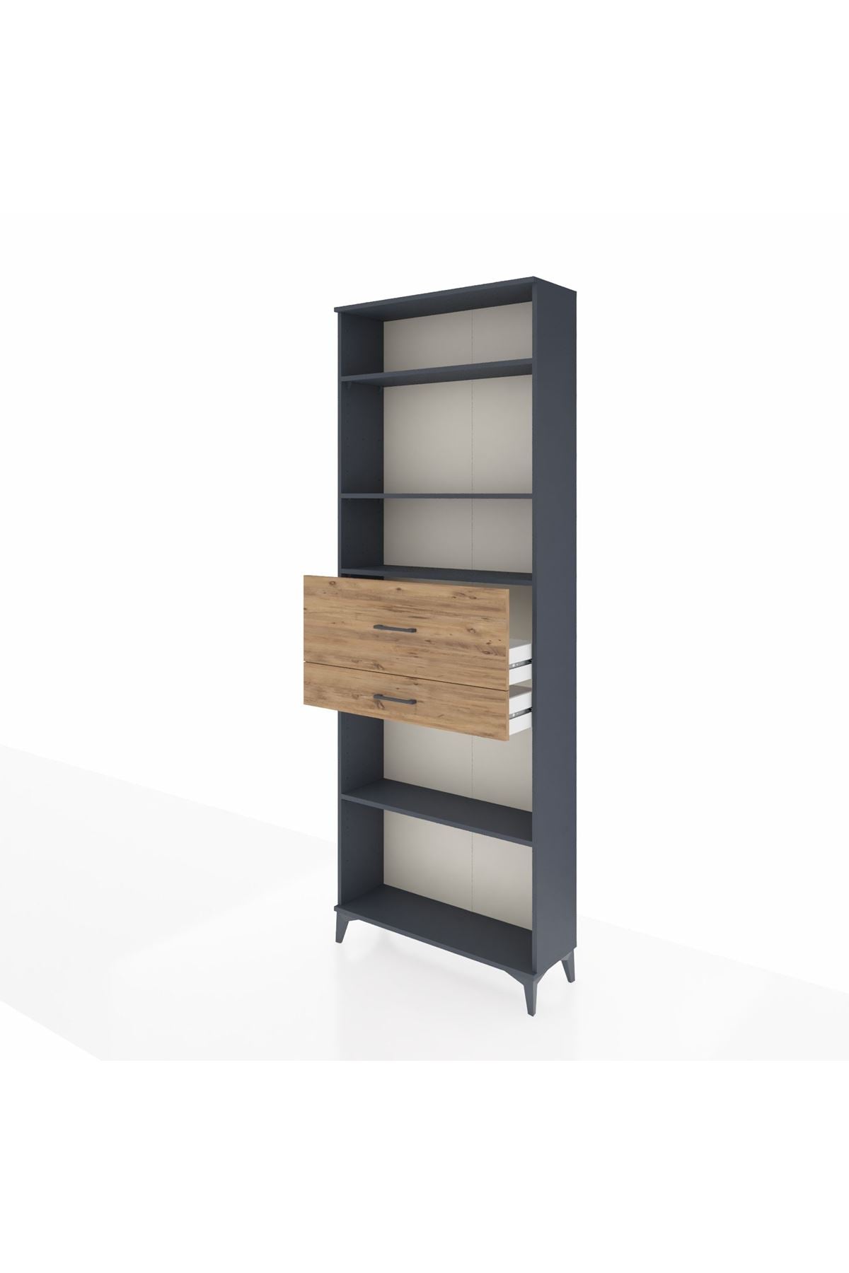 Arges Dolap 4 Raflı 2 Çekmeceli 88x30x243 Antrasit-Çam