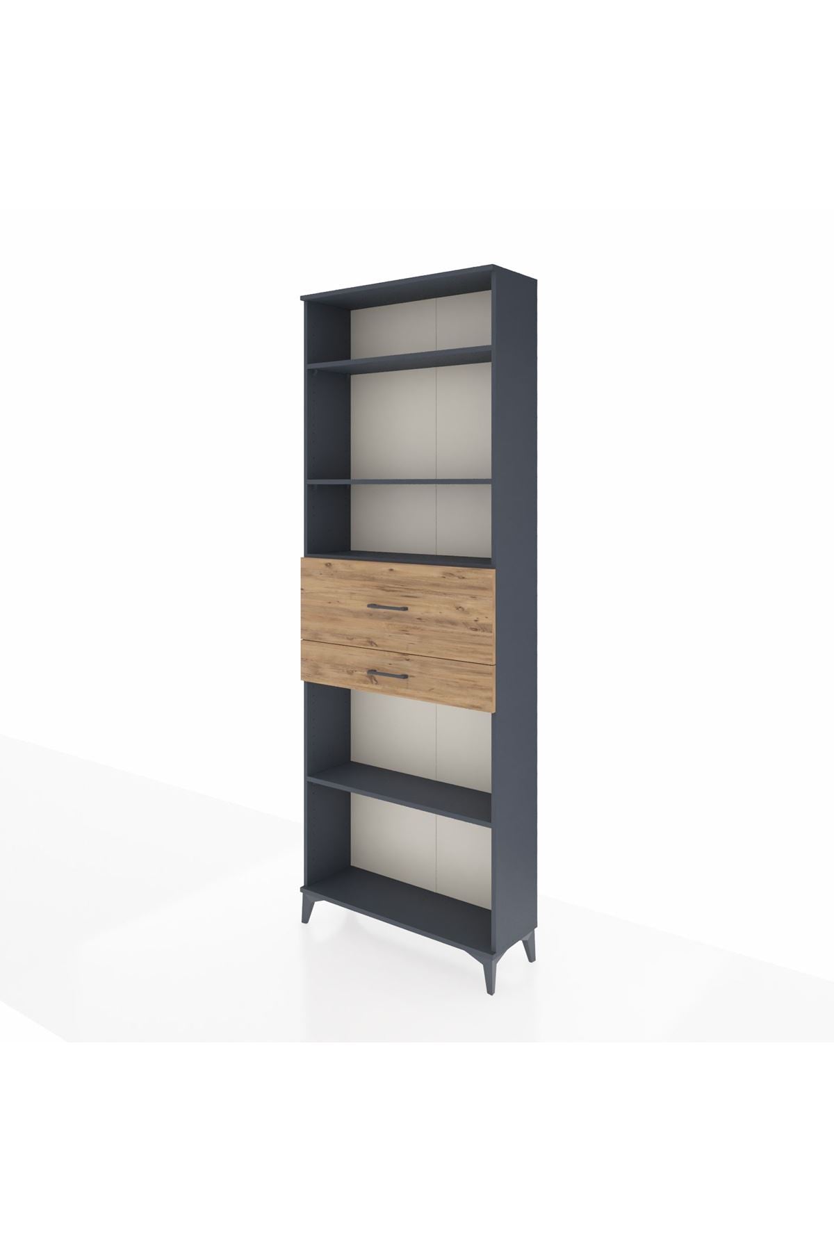 Arges Dolap 4 Raflı 2 Çekmeceli 88x30x243 Antrasit-Çam