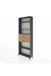 Arges Dolap 4 Raflı 2 Çekmeceli 88x30x243 Antrasit-Çam