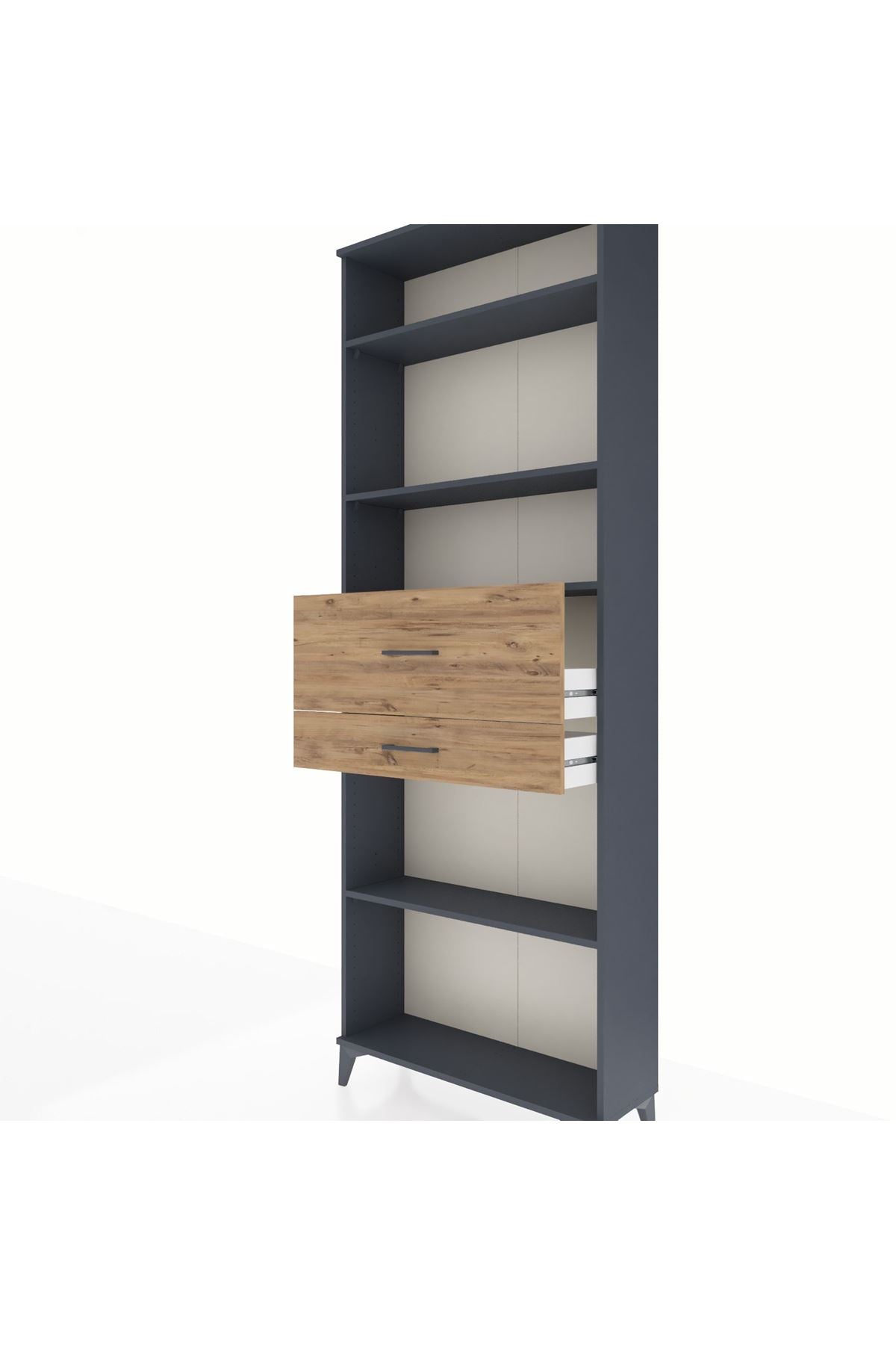 Arges Dolap 4 Raflı 2 Çekmeceli 88x30x243 Antrasit-Çam