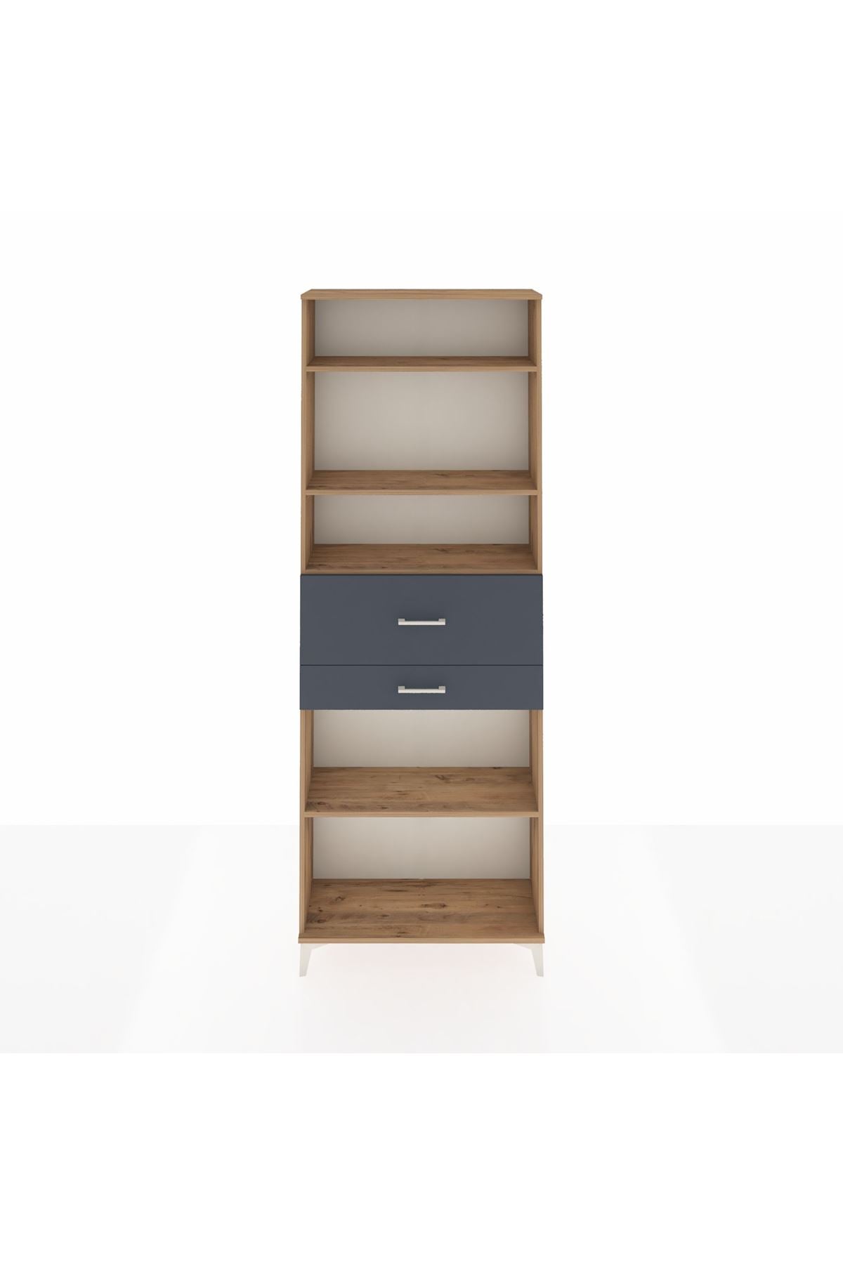 Arges Dolap 4 Raflı 2 Çekmeceli 88x30x243 Çam-Antrasit