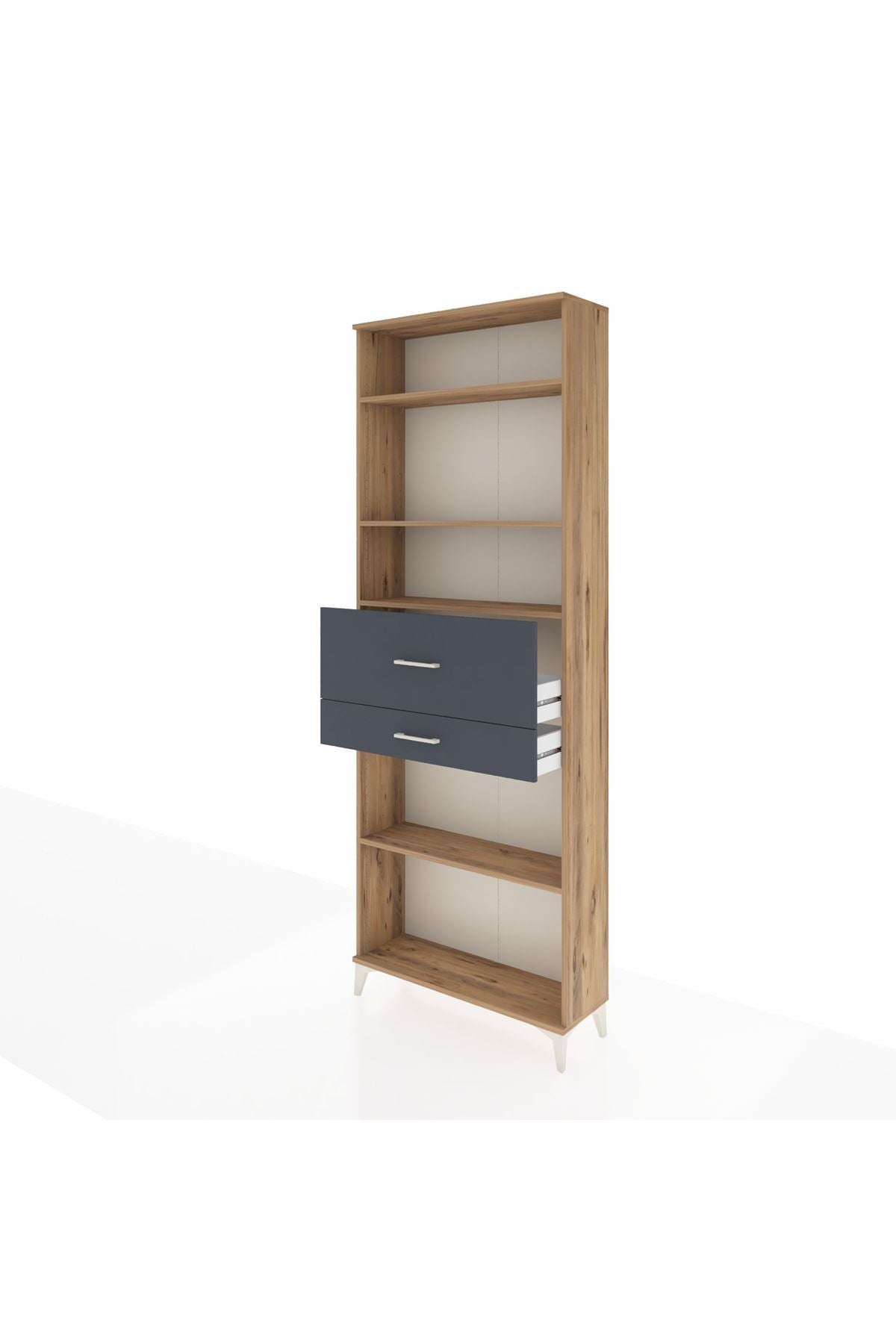 Arges Dolap 4 Raflı 2 Çekmeceli 88x30x243 Çam-Antrasit