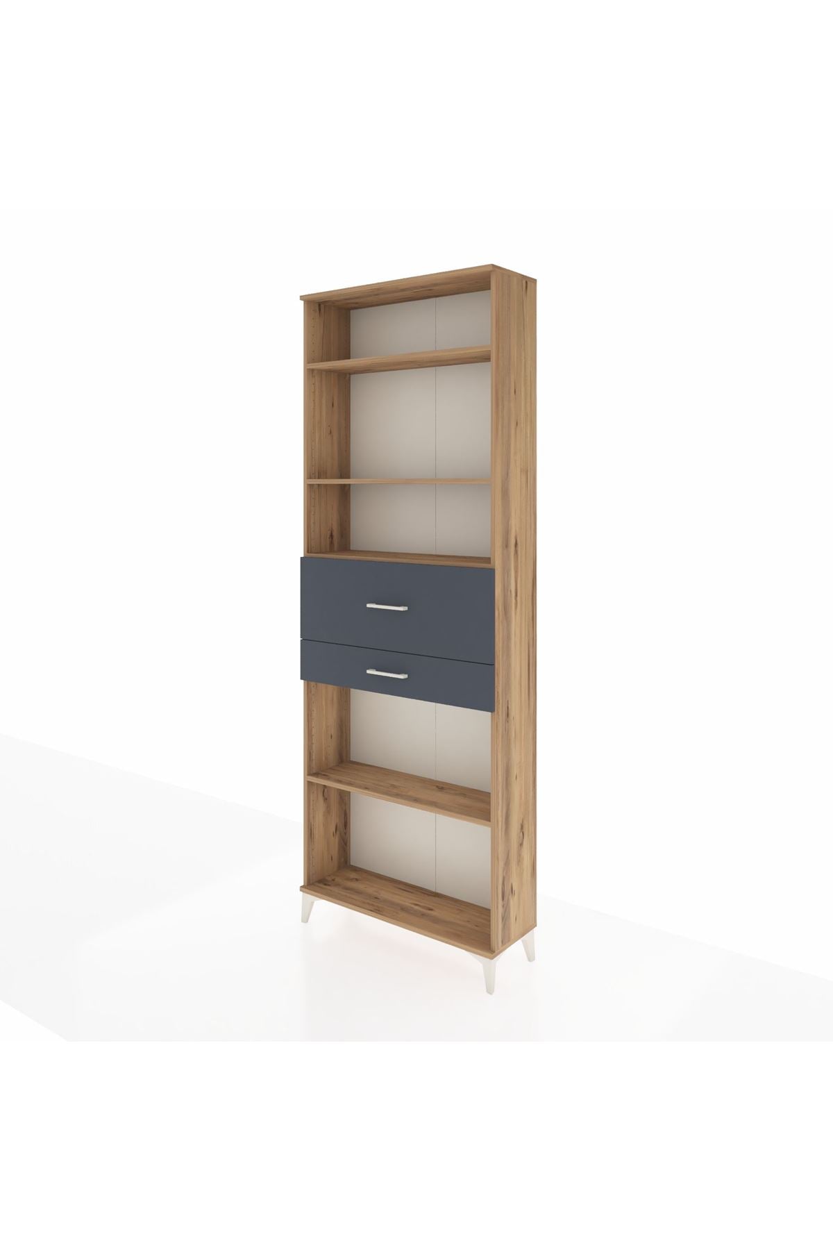 Arges Dolap 4 Raflı 2 Çekmeceli 88x30x243 Çam-Antrasit