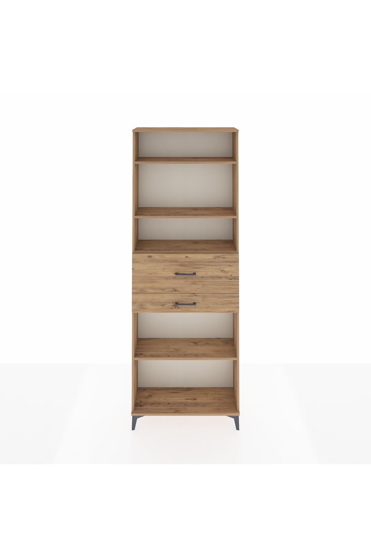 Arges Dolap 4 Raflı 2 Çekmeceli 88x30x243 Çam-Çam