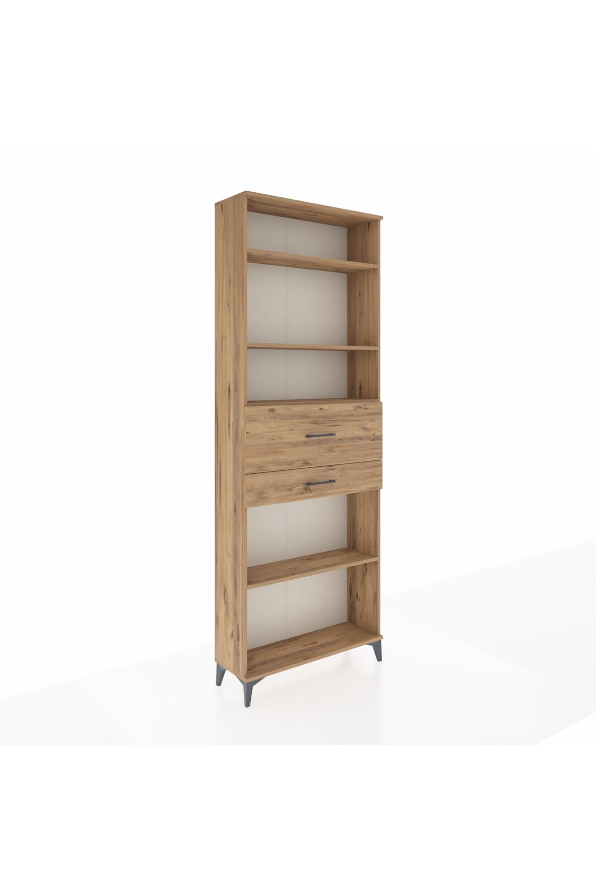 Arges Dolap 4 Raflı 2 Çekmeceli 88x30x243 Çam-Çam