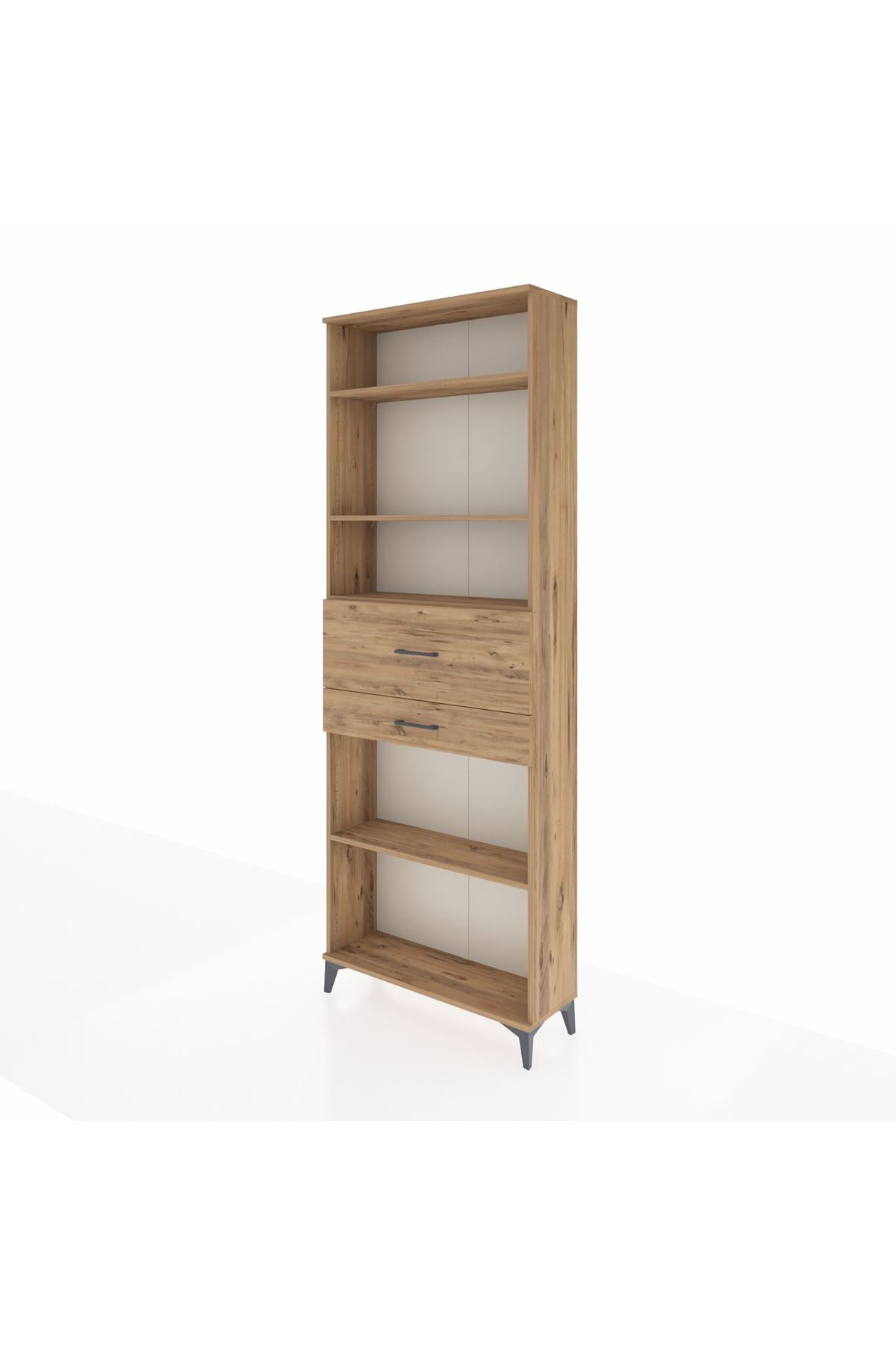 Arges Dolap 4 Raflı 2 Çekmeceli 88x30x243 Çam-Çam