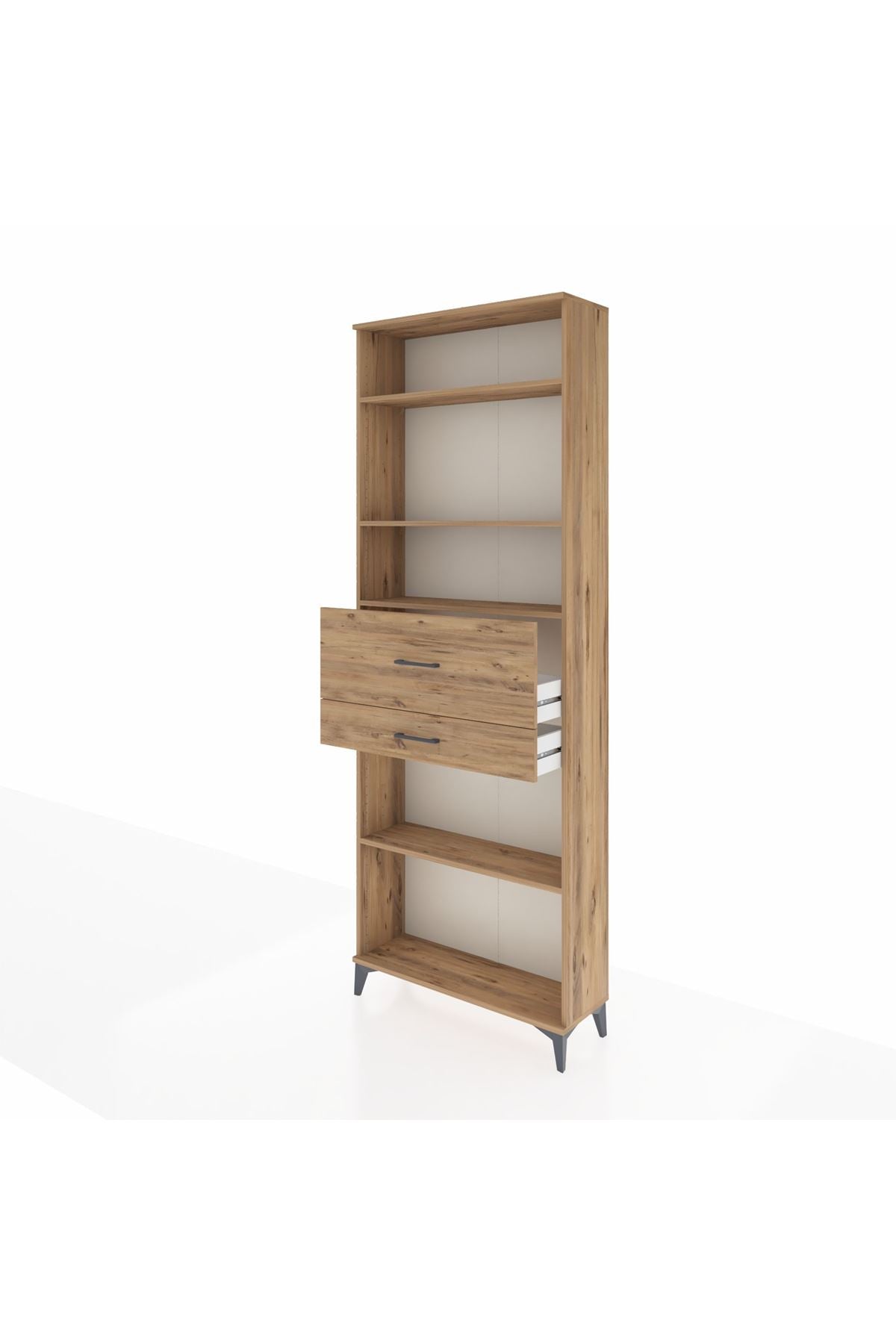 Arges Dolap 4 Raflı 2 Çekmeceli 88x30x243 Çam-Çam