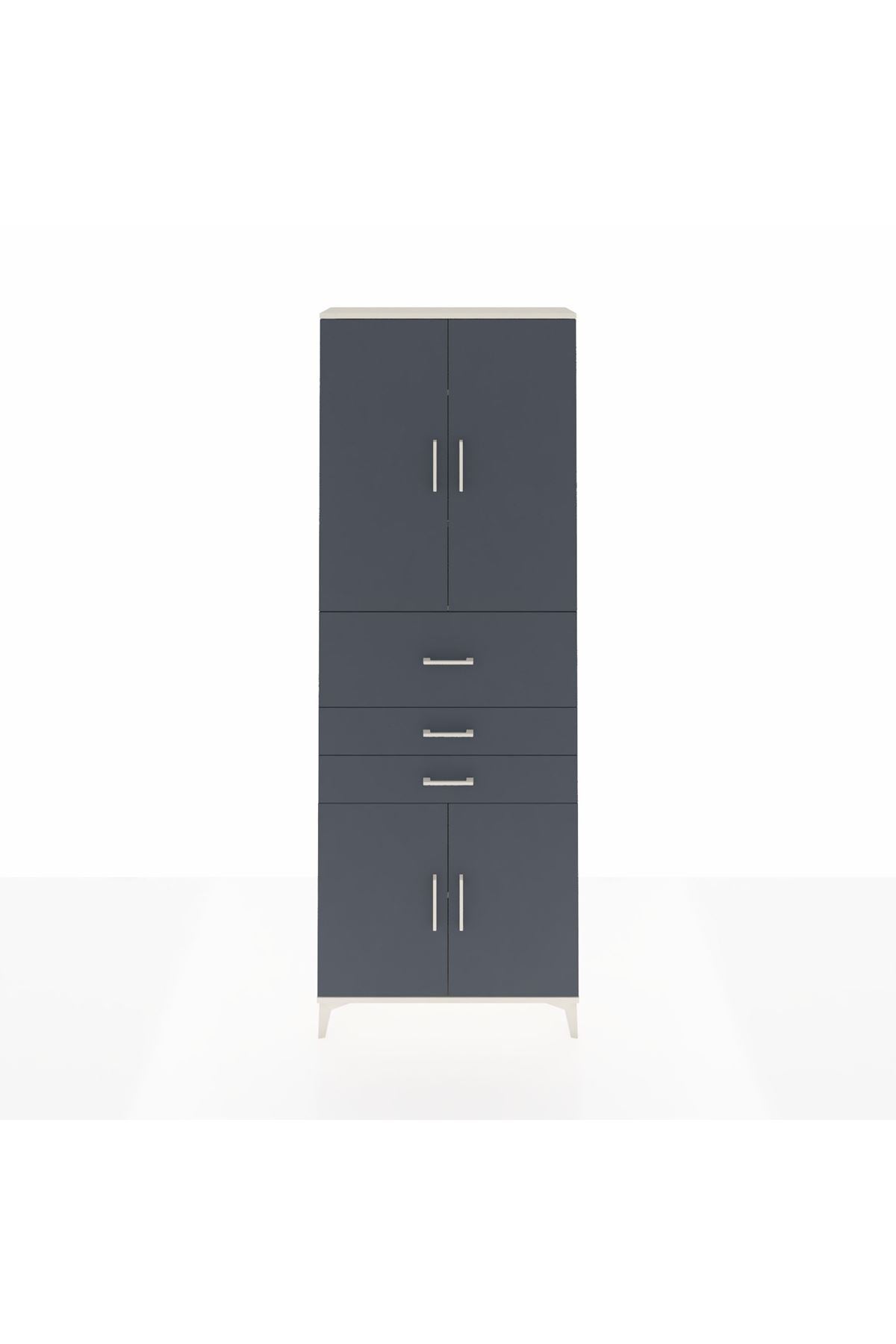 Arges Dolap 4 Raflı 3 Çekmeceli 4 Kapaklı 88x30x243 Aytaşı-Antrasit