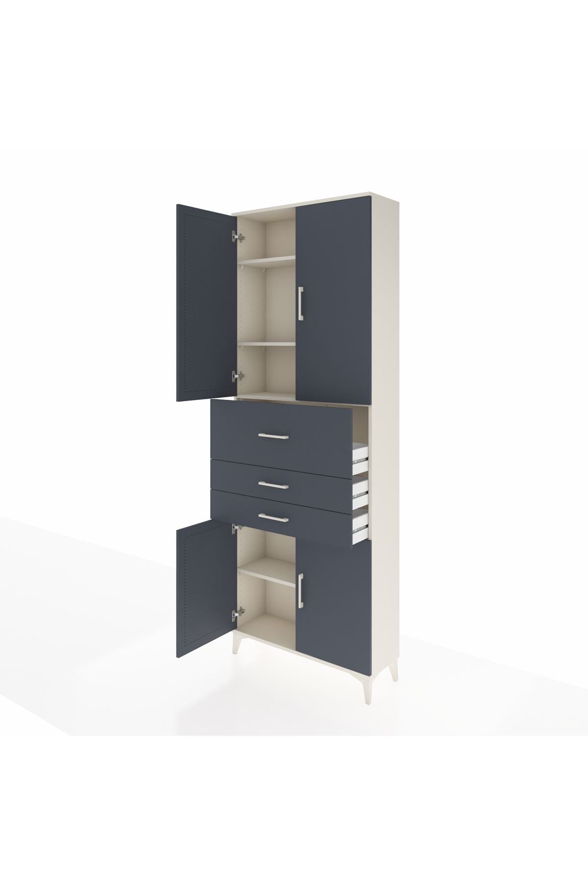 Arges Dolap 4 Raflı 3 Çekmeceli 4 Kapaklı 88x30x243 Aytaşı-Antrasit