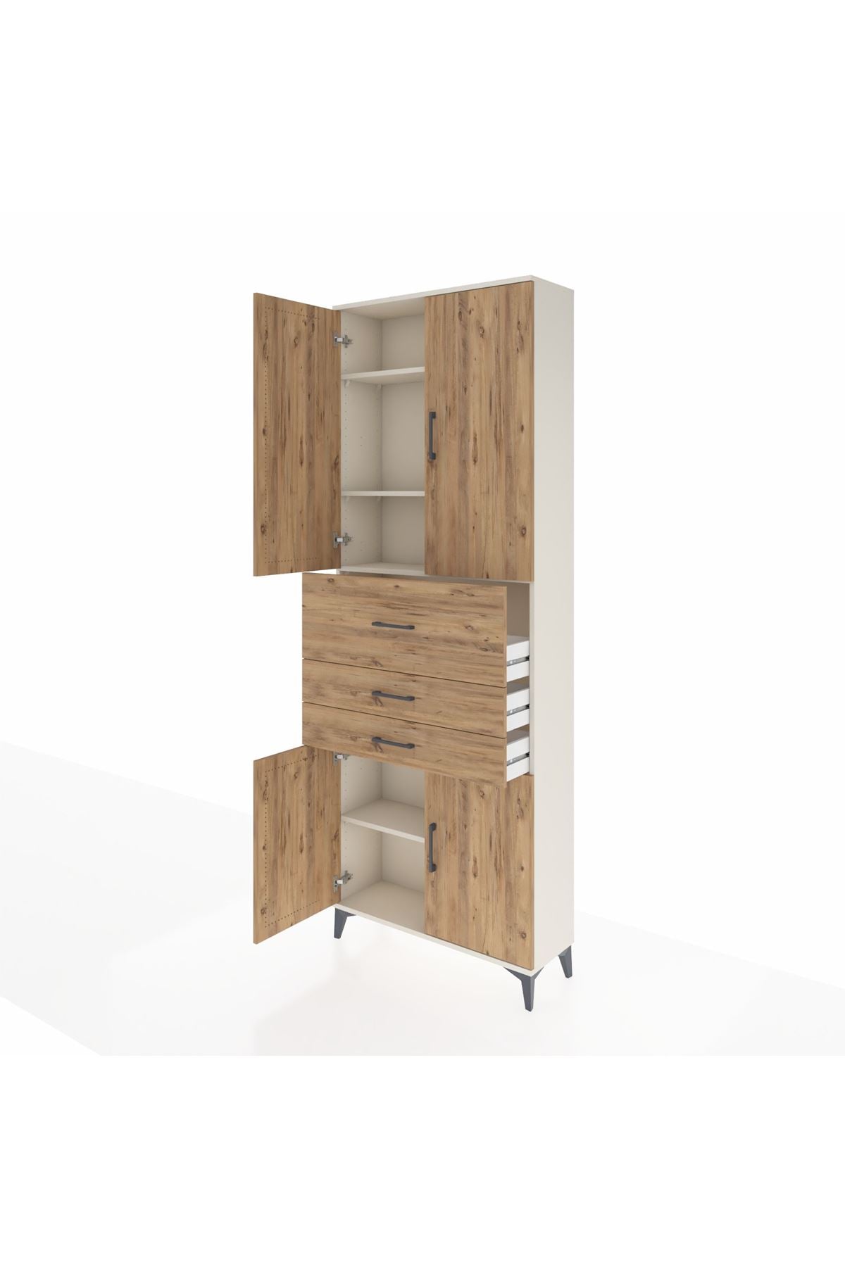 Arges Dolap 4 Raflı 3 Çekmeceli 4 Kapaklı 88x30x243 Aytaşı-Çam